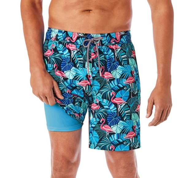 🦩Flamingo swim trunks with bottom shorts 🦩 - Picture 1 of 4